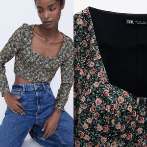 ZARA Floral Print Crop Top